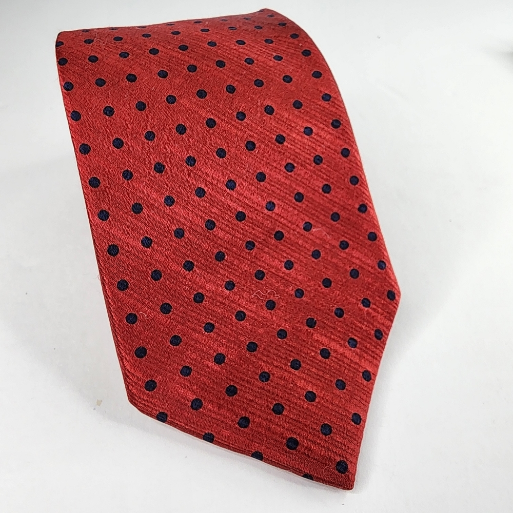 BARDELLI ROMA Red Silk Blue Polka-dot Tie.